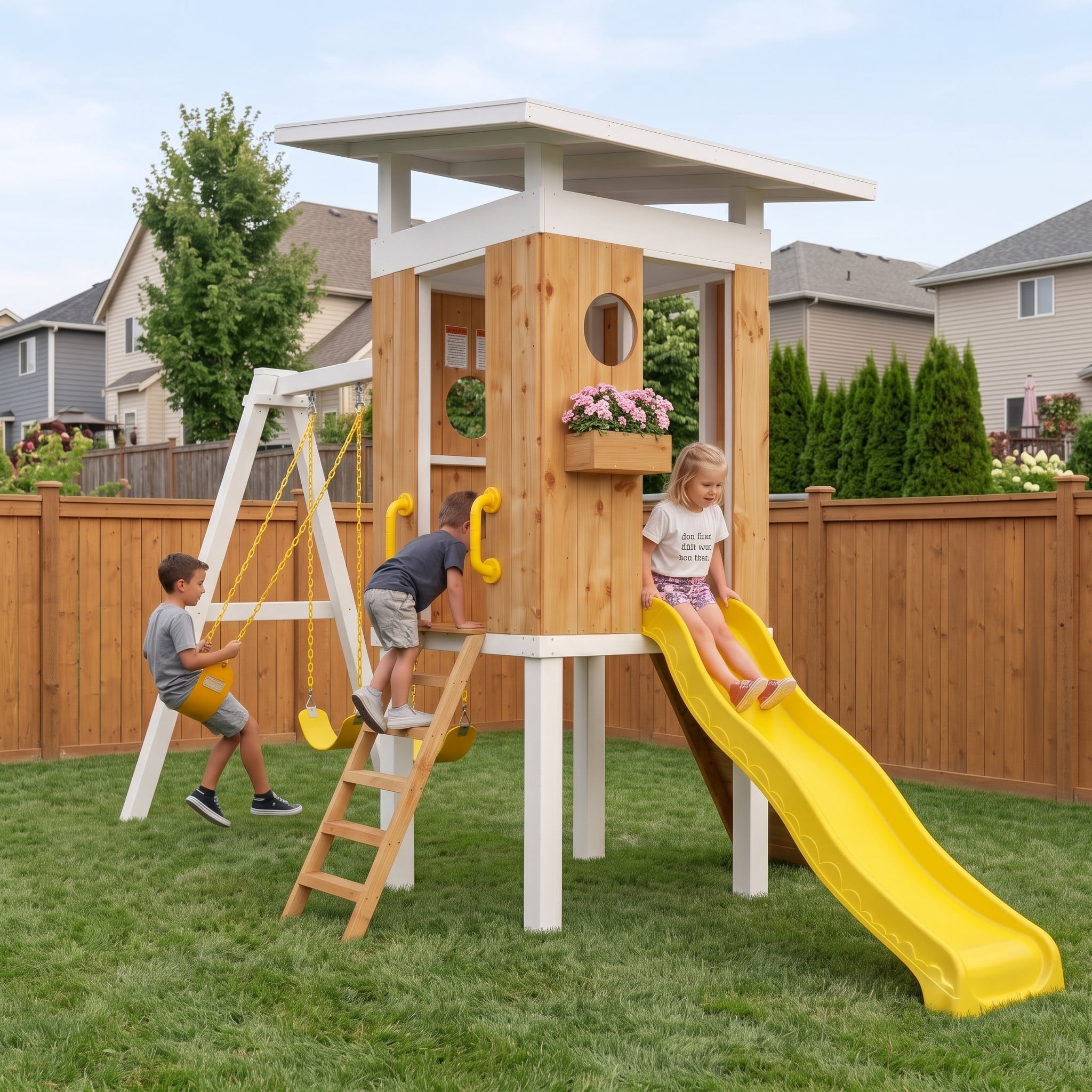 Creative Cedar Designs Mountain View Lodge Cedar Swingset with