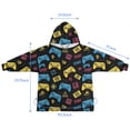 thumbnail image 7 of Yellow Blue Controllers Games Icons Black Pattern Blanket Hoodies for Kids 6-13YR Oversize Wearable Blanket Hoodies for Boys Girls Teens, 7 of 7