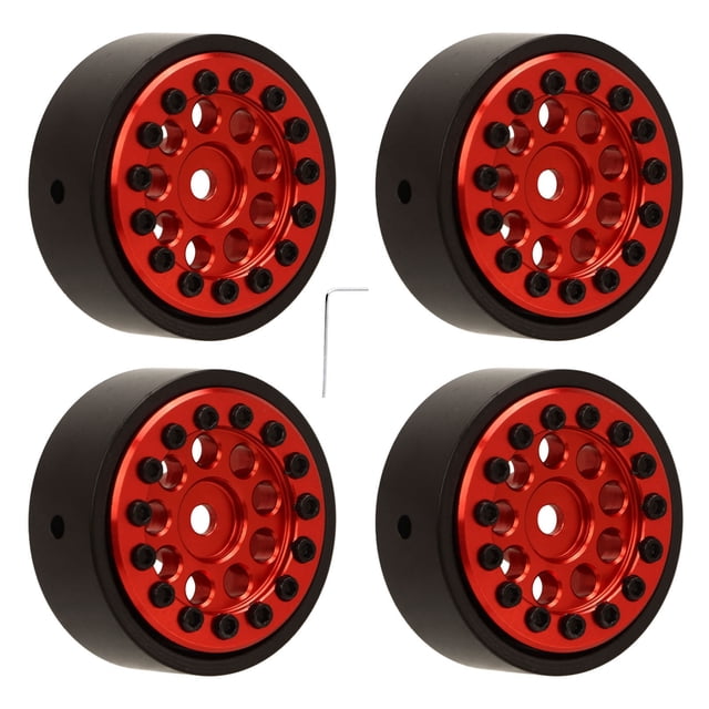 Cuatro ruedas de aleación de aluminio de 9 agujeros redondos de 1,0 pulgadas para FMS fcx24 1 / 24 Remote crawler red