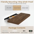 thumbnail image 3 of 48 Inch Floating Shelves, 9.3 Inch Deep Wall Shelves for Bathroom, Living Room, Bedroom, Kitchen, Deep Long Shelf Wall Mounted 2 Pack Shelf for Books, Decor, Walnut, 3 of 13