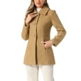 thumbnail image 4 of Abrigo de invierno con cuello de solapa y botones para mujer INSPIRE CHIC con bolsillos XL color caqui, 4 of 6