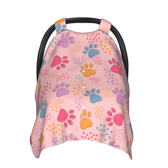 Car Seat Cover Baby - Colorful Pets Paws Breathable Infant Car Seat Cover for Baby Carseat, Lightweight Comfort Baby Essentials Must Haves Newborn Stuff for Girl Boy