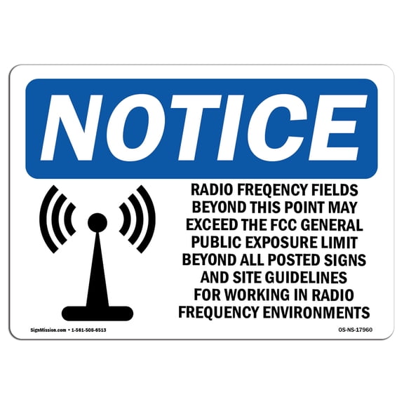 OSHA Notice Sign - Radio Frequency Fields Beyond | Plastic Sign | Protect Your Business, Construction Site, Warehouse & Shop Area |  Made in the USA