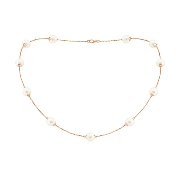 ANGARA 18" Freshwater Cultured Pearl Dewdrop Necklace in 14K Rose Gold for Women | June Birthstone, Birthday, Anniversary, Jewelry Gift for Women | Pearl Necklace