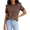 thumbnail image 3 of jiaxiM Short Sleeve Sweater for Women Light-Weight Crew Neck Summer Tops Dressy Casual Women's Clothes 2026, S-XXL, 3 of 5