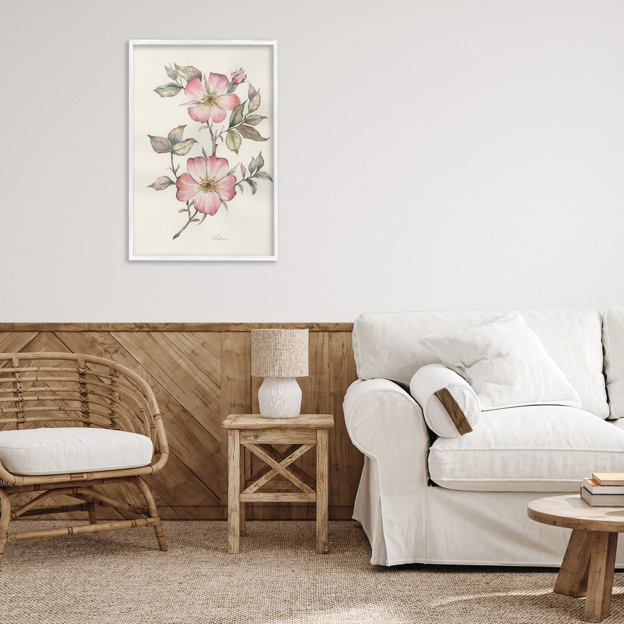 Stupell Industries Two Flowers Natural Study White Framed Giclee Art, design by Cady Driver