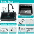 thumbnail image 5 of 21.7 in Black Kitchen Sink Stainless Steel Single Bowl Sink with Pulldown Faucet Kitchen faucet, 5 of 12
