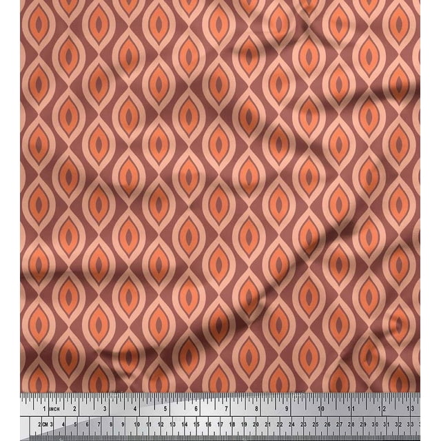 Soimoi Brown Rayon Fabric Ogee Geometric Print Fabric by the Yard 56 Inch Wide