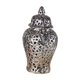 thumbnail image 1 of Jarrón de porcelana con forma de jengibre y flores con tapa, adorno decorativo delicado. Plata, 1 of 9