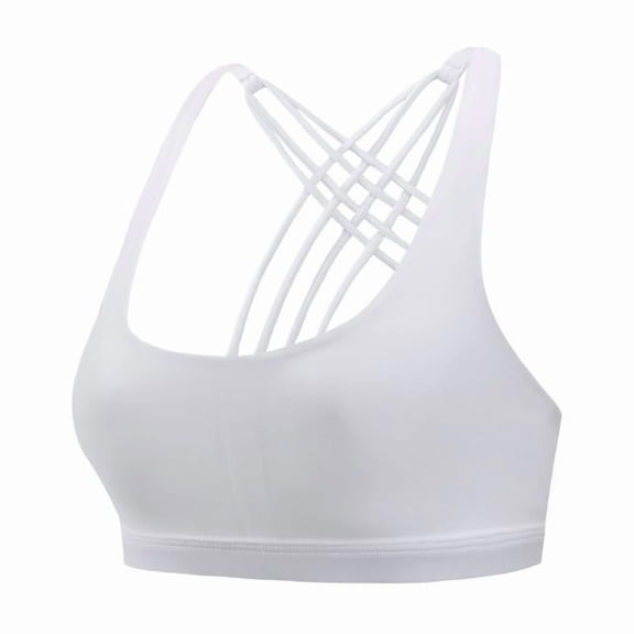 AEXTO YOGA Womens Strappy Sports Bra - Criss Cross Back Padded Medium Support Wireless Gym Cami Workout Yoga gym sport bra