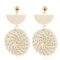 thumbnail image 1 of 2 Pairs Rattan Earrings Lightweight Geometric Statement Woven Bohemian Earrings Handmade, 1 of 5
