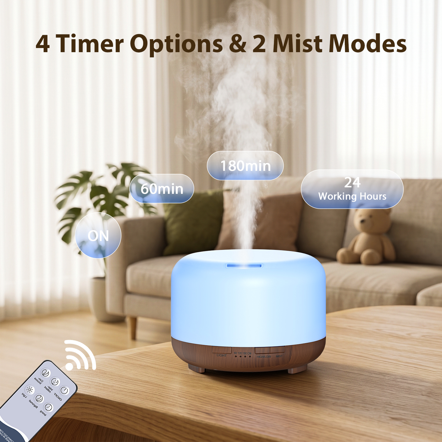 Fimilo Essential Oil Diffuser, 500ml, With 6 Essential Oils photo 2