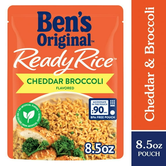 BEN'S ORIGINAL Ready Rice Cheddar Broccoli Flavored Rice Easy Dinner Side 8.5 OZ Pouch (Pack of 6)