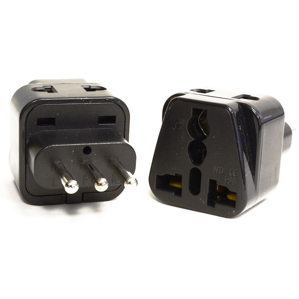 OREI 2 in 1 USA to Italy Adapter Plug (Type L) 2 Pack, Black