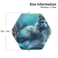 thumbnail image 2 of Honeii Cat Underwater Fantasy Print Leather Coaster Set of 4, Ideal for Safeguarding Your Furniture from Drinks Spills and Effortless Cleanup-Hexagon, 2 of 6