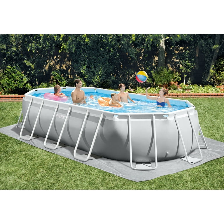 Intex 26795EH Prism Frame 16.5ft x x 48in Above Ground Oval Pool with Pump, Cover and Ladder, Gray - Walmart.com
