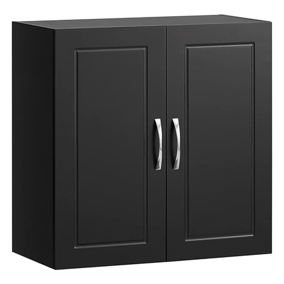 Bathroom Kitchen Wall Cabinet, Garage or Laundry Room Storage Medicine Cabinet, Linen Tower Bath Cabine with Shelf, Black FRG231-SCH