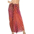 thumbnail image 2 of HAPPY BAY Women's Beachwear Summer Beach Wrap Bikini Wraps Sarong Coverups Swimwear Swim Cover up Skirt Swimsuit Pareo for Women One Size Maroon, Stripes, 2 of 3