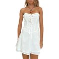 thumbnail image 1 of Kmbangi Robes d'Été Sans Manches à Épaules Dénudées pour Femmes, Robe de Soirée Unie avec Bandage devant, Cocktail de Plage, Mode Urbaine, 1 of 8