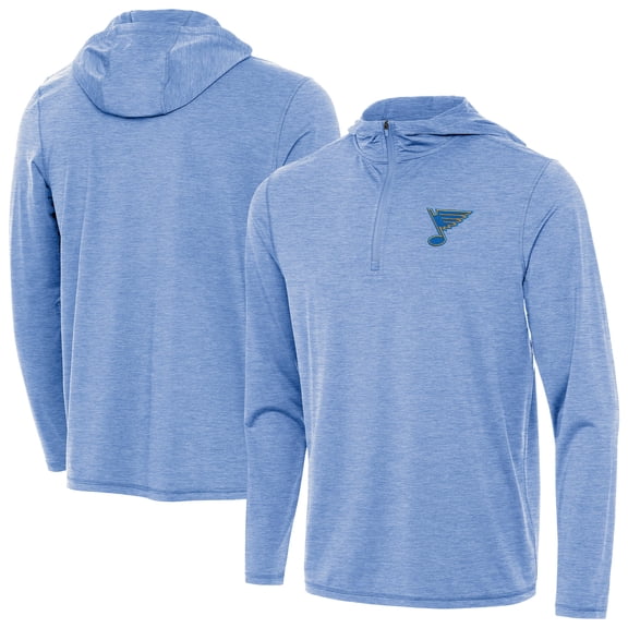 Men's Antigua Heather Blue St. Louis Blues Tidy Quarter-Zip Hoodie