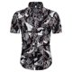 thumbnail image 4 of Camisas De Franela Para Hombre Hombres Primavera y Verano Top Estampado colorido Solapa Top Camisa Vacaciones al libre Camisa de manga corta (Black, M), 4 of 6
