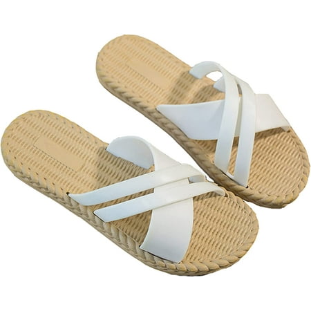 

CoCopeanut Women s Sandals Summer Sandals Cross Linen Slippers Open Toe Home Sandals Bass Sandals Bathroom Slippers Beach Slippers