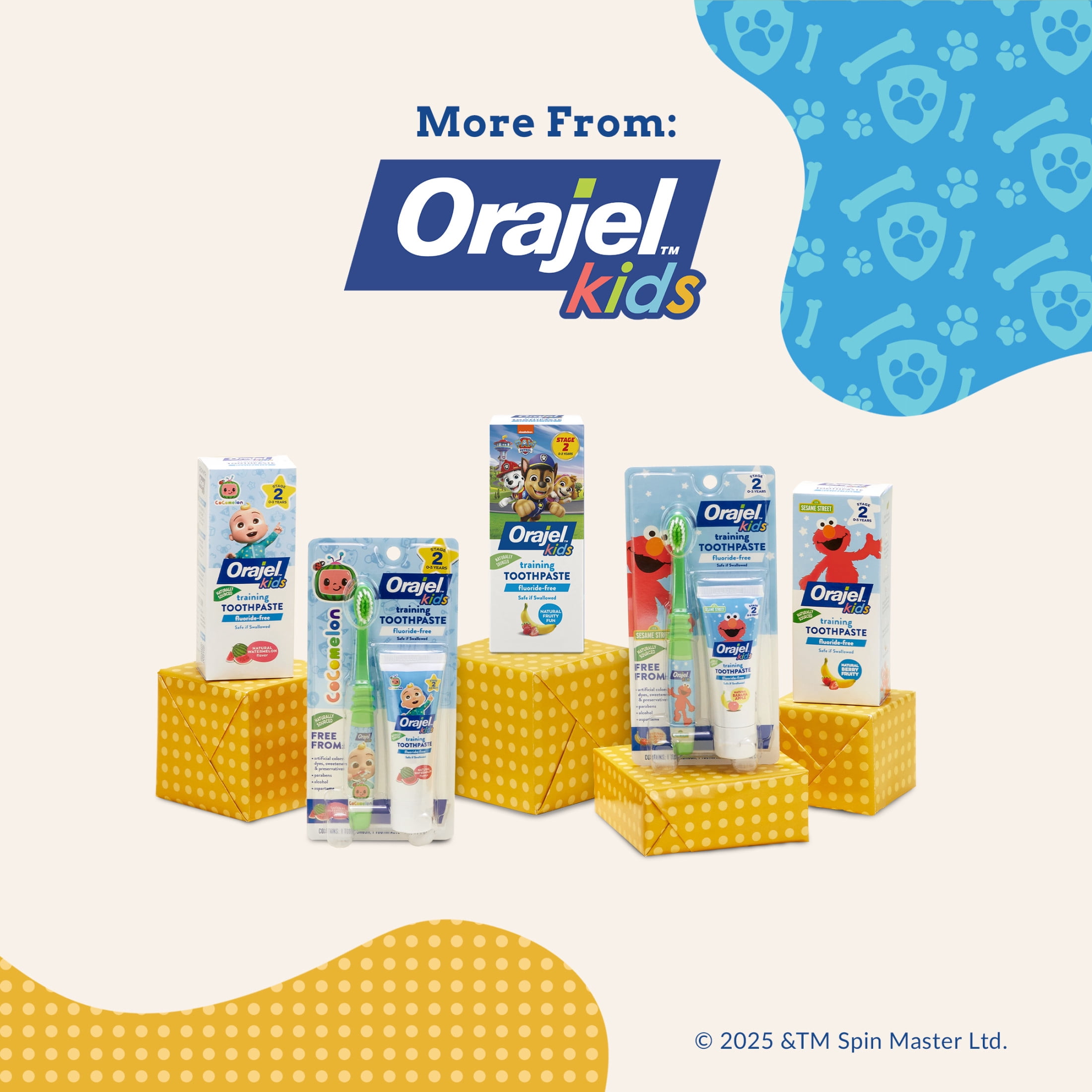 Orajel Kids CoComelon Toothbrush & Training Toothpaste Fluoride-Free Watermelon Flavor, 1 oz