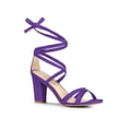 thumbnail image 1 of BLISSFUL STEP Women's Sandals High Block Heels Solid Color Lace up Sandals Purple 10, 1 of 6