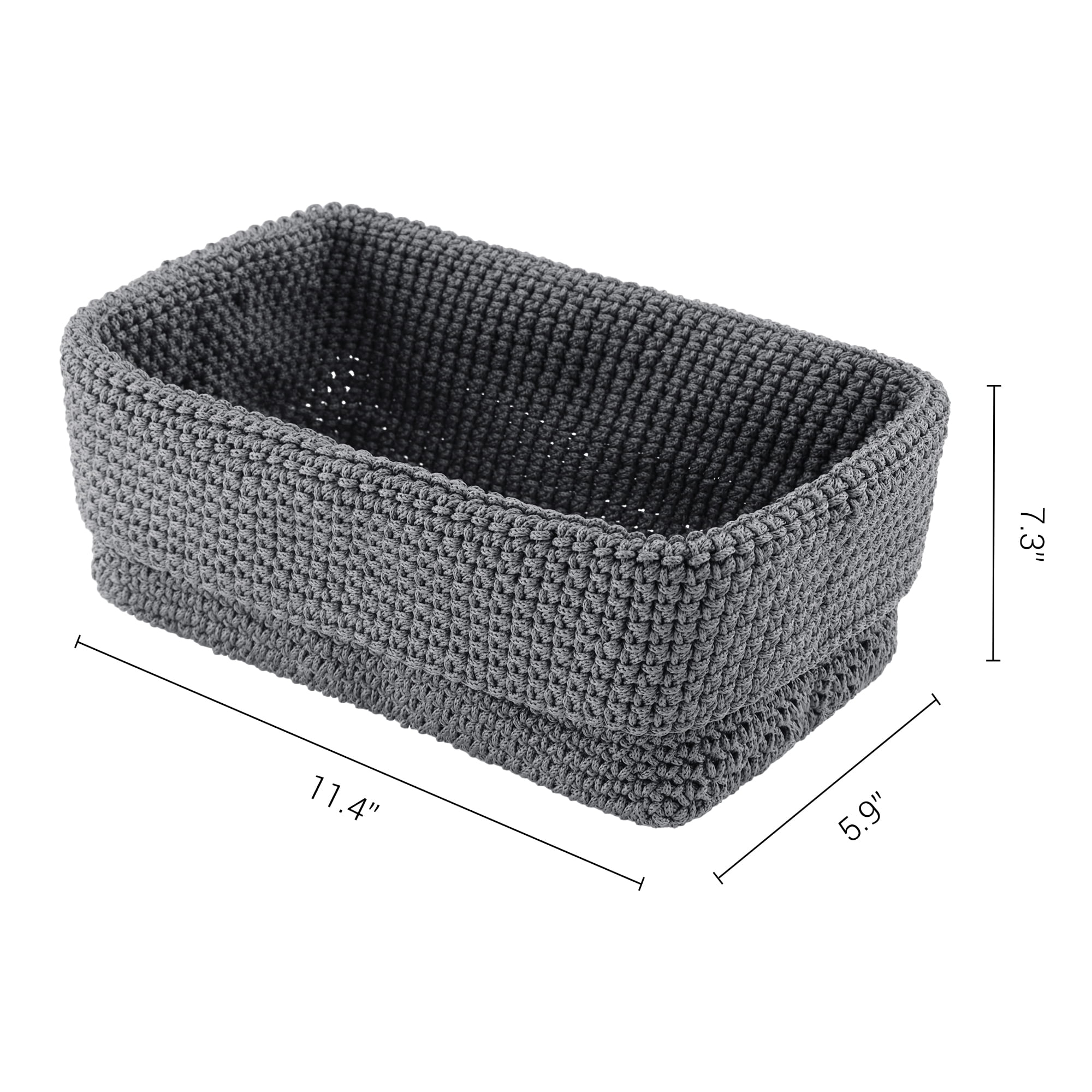 Unique Bargains 3 Packs Woven Storage Basket for Entryway Desk Gray 11.4*5.9*7.3in