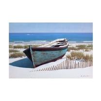 Zhen Huan Lu 'Blue Boat on Beach' Canvas Art