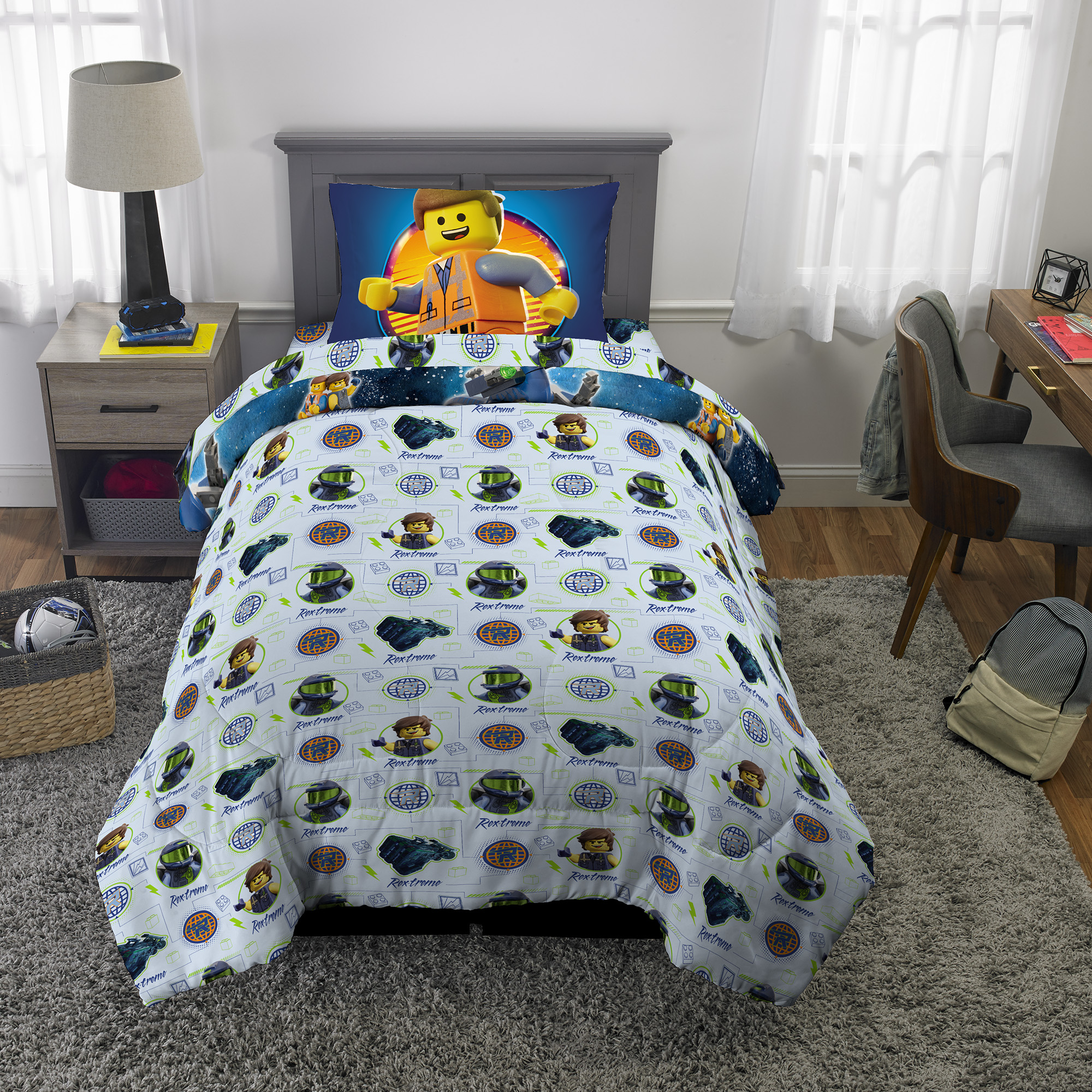 Lego Movie 2 Rex Treme 4 Piece Kids Twin Bedding Sheet Set Plus