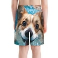 thumbnail image 3 of Cauagu Sea Swimming Corgi Print Swim Trunks for Men,Youth Boys Swim Shorts Compression Liner Beach Shorts Boys' Swimming Shorts 7-20 Years Bathing Suit-X-Large, 3 of 7