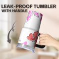 thumbnail image 5 of Butterfly 20oz Stainless Steel Tumbler with Handle and Straw – Insulated Travel Cup with Sliding Lid, 360° Full Wrap Printed Mug for Home, Outdoor & Sports Use, Spring, 5 of 6