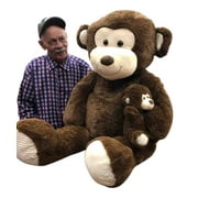 4 Foot Giant Stuffed Monkey 48 Inches Soft 122 cm Big Plush Huge Cuddly Stuffed Animal