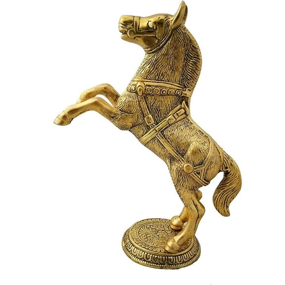 Charmy Crafts Metal Feng Shui Decorative Horse Statue, Golden, (H x W x L) 11 x 3 x 4.5  inches