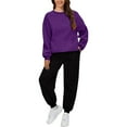 thumbnail image 2 of Pyhlmscde Women's Solid Color Long Sleeve Pants Suit, Fall Outfits for Women, Women Fall Clothes, Matching Sets, 2 of 6