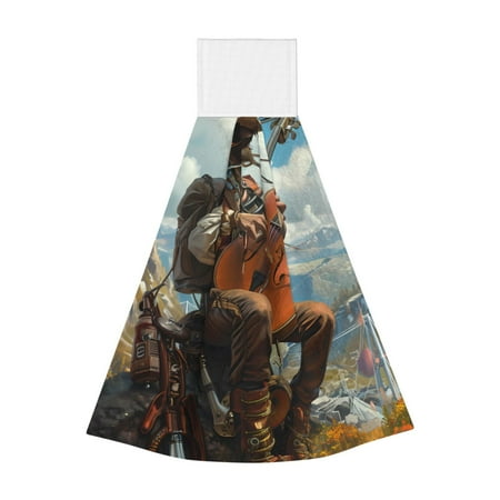 

Gaeub Western Guitar Cowboy Print Hand Towels with Hook Hanging Tie Towels Coral Velvet Dishtowels for Bathroom Restroom Home Decor