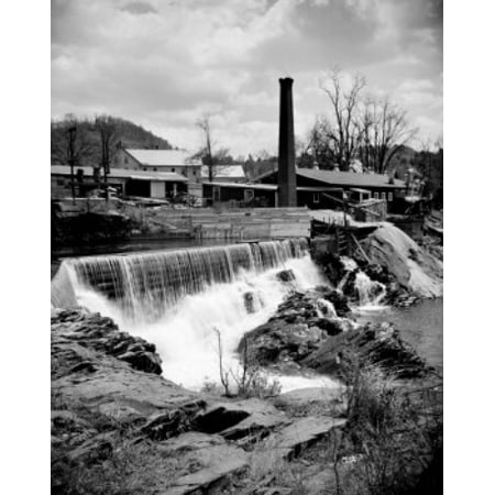 USA Vermont Saxtons waterfall and mill Poster