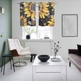 thumbnail image 4 of Sunflower Bee Kitchen Curtains Small Short 39 Inch Length, Black Yellow Farm Flower Spring Summer Grommet Top Bedroom Living Room Curtains, Light Filtering Cafe Curtain Drapes 2 Panels Set 55''x39'', 4 of 9