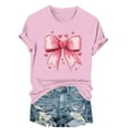 thumbnail image 2 of Craaazy Women's Bow Prints Fashion Round Neck Short Sleeved T-shirts Gifts, 2 of 6
