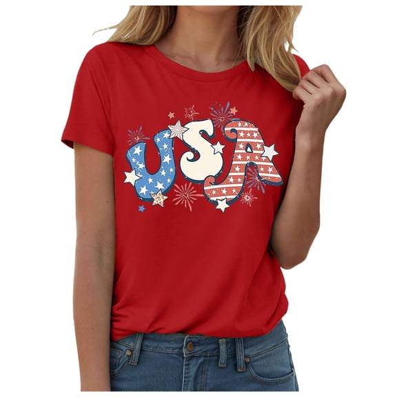 WUANDIXFA 250 Years America Shirt 250 Years American Flag Shirt for Women 250th Anniversary USA T Shirt Independence Day Shirts Tops Red,XL