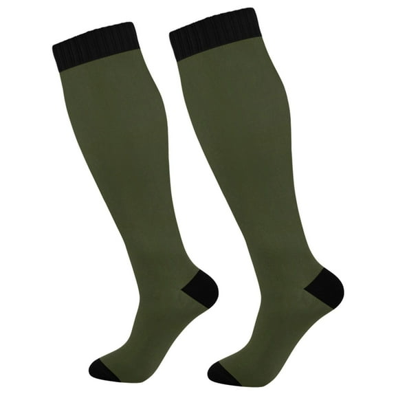 joogoo Olive Green Solid Long Socks Women Men Knee High Sock