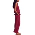 thumbnail image 3 of Women'S Linen 2 Piece Outfits Sleeveless Ruffle Top Wide Leg Pants Summer Loungewear Beach Sets XXL, 3 of 8
