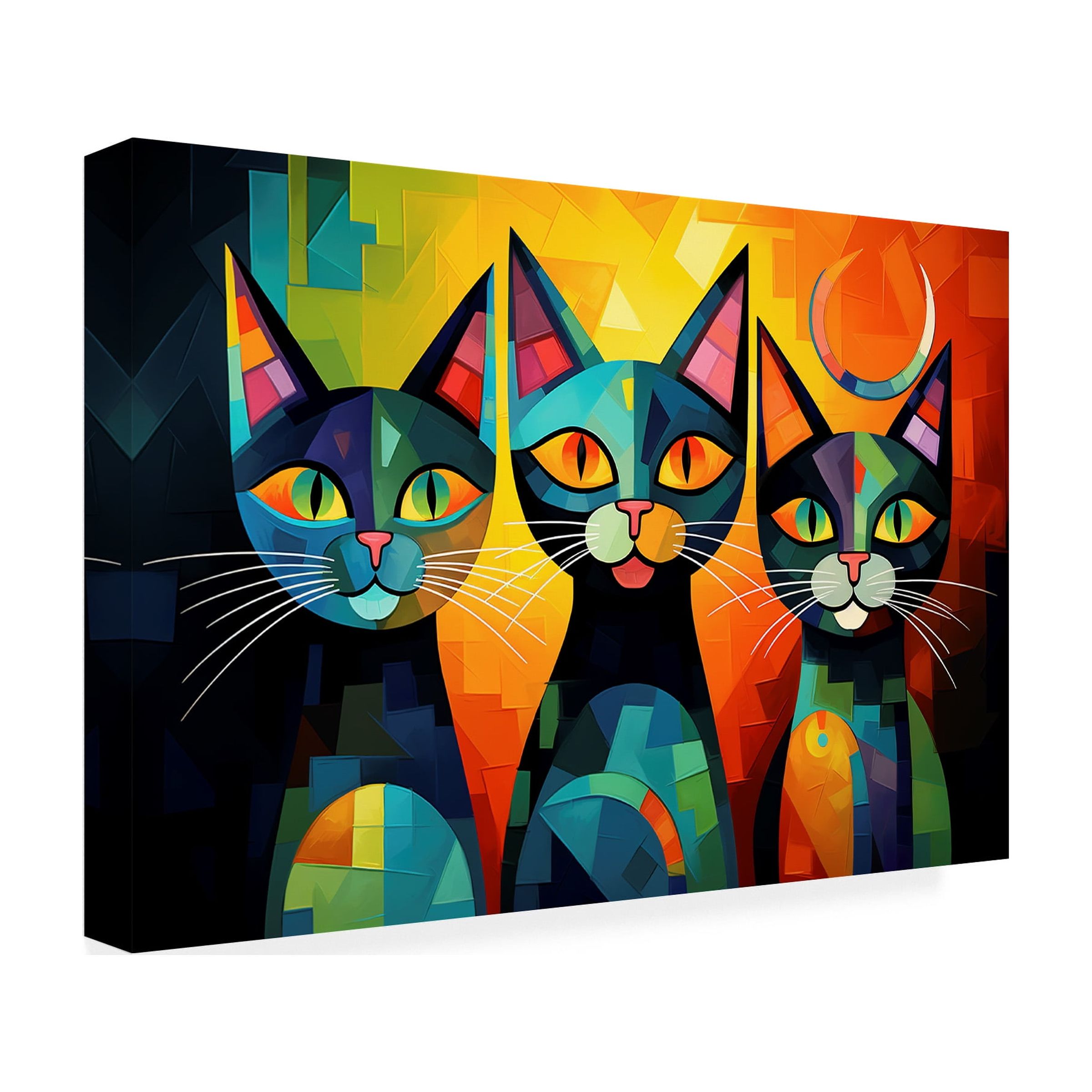 Canvas Wall Art - Ray Heere 'Colorful Cat 2' Wall Art for Living Room, Bedroom, or Office DÃ©cor by Trademark Fine Art - 19 x 12 Inches