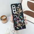 thumbnail image 2 of For Samsung Galaxy Z Fold 3 Case, Galaxy Z Fold 3 Cover 7.6",  Flash diamond 3D Full Body Gemstone stone butterfly With a bracelet for Women Girls Crystal Anti-Shock Phone Case,Black, 2 of 5