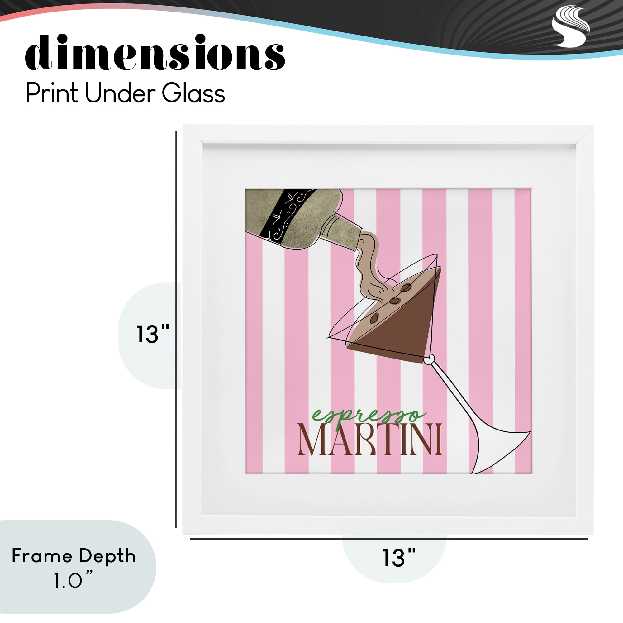 Stupell Industries Espresso Martini Pink Stripes White Framed Print Under Glass, design by Deidre Mosher