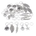 thumbnail image 3 of Conjunto de 35 piezas de anis de metal con colgante de flores hojas y estrellas Jinwen anillos de trenza de pelo de mujer a granel, 3 of 7