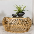 thumbnail image 5 of Pemberly Row Rattan Round Glass Top Woven Rattan Coffee Table in Natural, 5 of 6