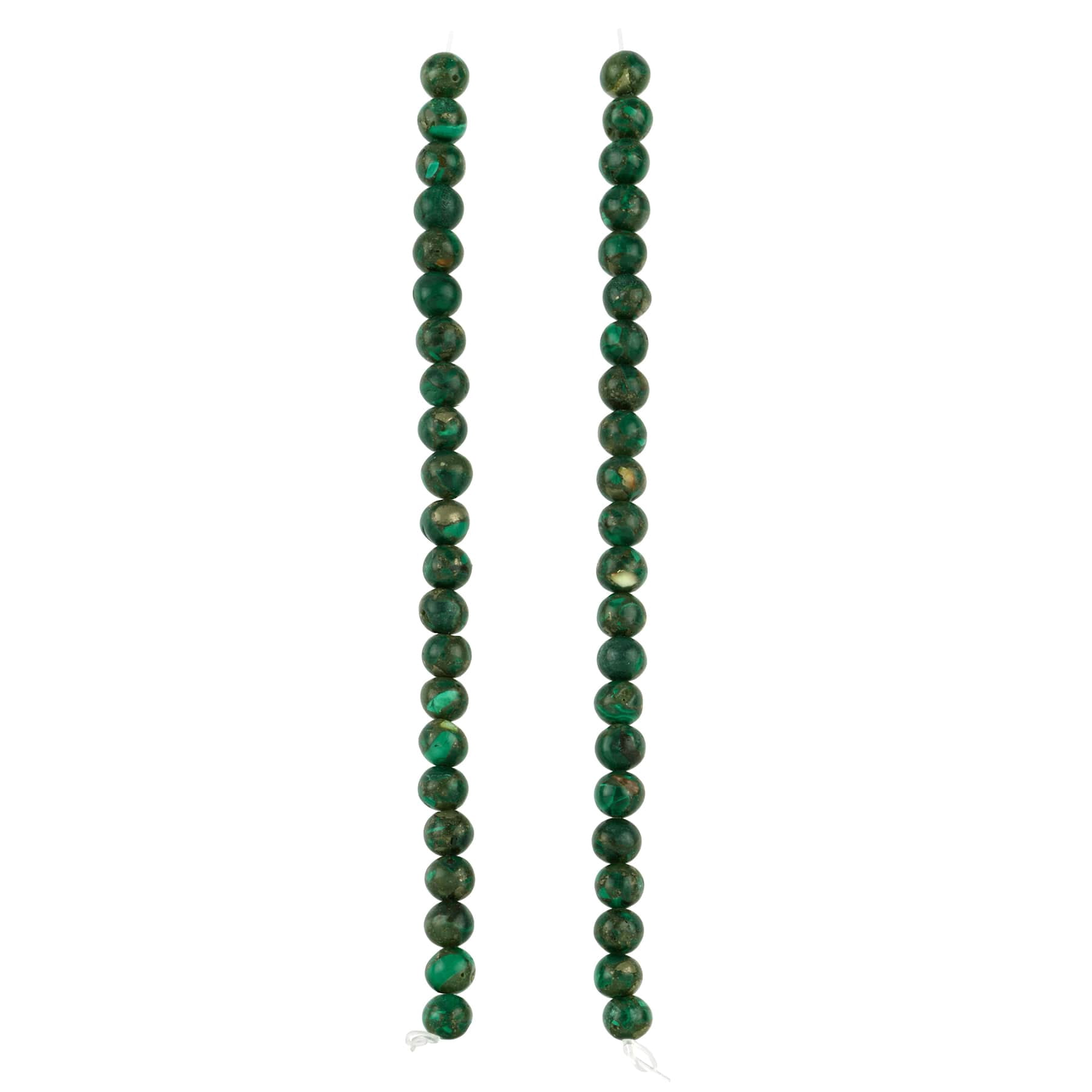 Bead Landing Green Reconstituted Dyed Malachite Round Beads - 5.5mm Gemstone Beads for DIY Bracelets, Necklaces, Earrings & Crafts, 6 Pack