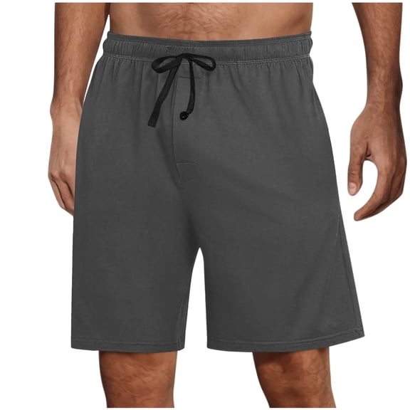Yuanlook Men's Soft Knit Casual Shorts Drawstring Elastic Waist Pocketed Lounge Sleep Bottoms Size S-XXXL
